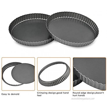 Worldity 2 Pack 9.5Inch Non-Stick Tart Pan Pie Pan with Removable Loose Bottom Quiche Baking Dish for Cheese Cake Cheese Cake Apple Pie Ideal Gift for Family Friend LoverBlack