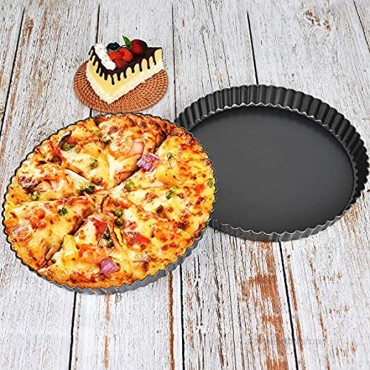 Worldity 2 Pack 9.5Inch Non-Stick Tart Pan Pie Pan with Removable Loose Bottom Quiche Baking Dish for Cheese Cake Cheese Cake Apple Pie Ideal Gift for Family Friend LoverBlack