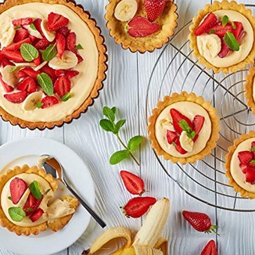 10 Pieces 4 Inch Mini Tart Pan with Removable Bottom Nonstick Quiche Pan for Baking Pies Quiche Cheese Cakes and Desserts Gold