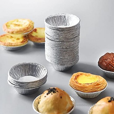100 Pcs Disposable Kitchen Baking Circular Egg Tart Tins Cake Cups Mould Makers Cake Cups Foil Tart Pie Pans Silver Round pie pan for baking personal mini-cakes