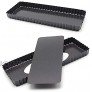 14.4 x 5.9 Non-Stick Rectangle Tart Quiche Pie Pan with Removable Loose Bottom Pack of 2 Black