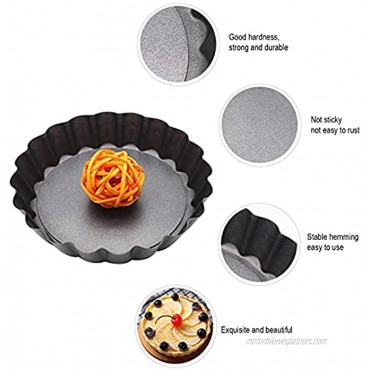15 Pcs Mini Tart Pan Smilerain 4 Inch Pie Pan Removable Bottom Round Heart Rectangle Nonstick Rugged Carbon Steel Quiche Pan for Baking Pies Cheese Cakes and Desserts with Silicone Brush