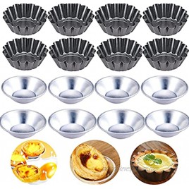16 Pack Egg Tart Molds Mini Tart Pans Muffin Cake Mold Resuable NonstickTiny Pie Tartlets Dessert Mold Pans for Pies Cheese Cakes Desserts Quiche Bakeware Black and Silver