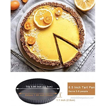 4 Inch Mini Tart Pan and 8.5 Inch Quiche Pan with Removable Bottom Non-stick Pie Pan Flan Baking Mold By KISWIN 4-Pack