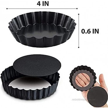 6 PCS Mini Tart Pan Set Non-Stick 4 Inch Carbon Steel Quiche Pan Quiche Bakeware Removable Bottom Tart Pan for Pies Cheese Cakes Dessert Cooking & Baking Round Tart Mold