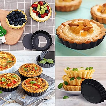 6 PCS Mini Tart Pan Set Non-Stick 4 Inch Carbon Steel Quiche Pan Quiche Bakeware Removable Bottom Tart Pan for Pies Cheese Cakes Dessert Cooking & Baking Round Tart Mold
