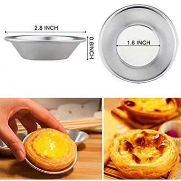 COSVER 25PCS Egg Tart Mold Round Non-Stick Cake Mold Reusable Mini Egg Pot Cookie Baking Cup Baking Tool Brioche Molds Used For Mini Pie Cake Pan Pudding Biscuit2.8×1.6×0.8 2.8 inch 25PCS