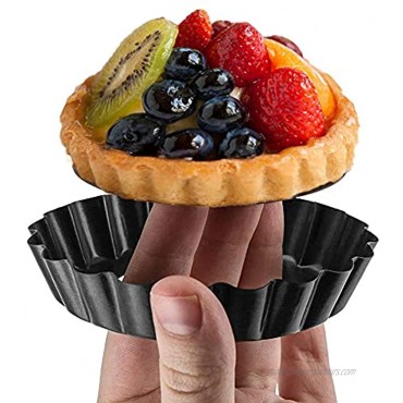 DATANYA 8 Pack Mini Tart Pans 4 Inch with Removable Bottom Round Nonstick Quiche Pan Heavy Duty Fluted Side for Pies Mousse Cakes Dessert Baking 4 Inch 8pcs