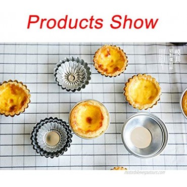 Egg Tart Mold,Pudding Mold,Aluminum Egg Tart Mould Metal Non Stick Reusable for Cupcake Pudding Tart Egg Muffin Cookie and Kitchen Baking Tools Silver