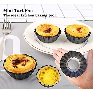 Egg Tart Molds 12PCS Mini Tart Pan Carbon Steel Muffin Pan Tart Molds For Baking2.6inch