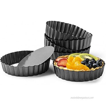 Gourmia GPA9375 Mini Tart Pans with Removable Bottom 6 Pack 5” Diameter 1” Depth – 100% PFOA free Non Stick Carbon Steel Miniature Molds For Pies Cheese Cakes Desserts Quiche pan and More