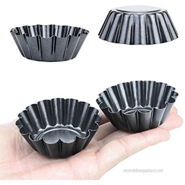 Hslife 8 Pieces Egg Tart Mold Cupcake Cake Muffin Mold Non-stick Removable Bottom Fluted Sides Tin Pan Baking Tool 2.6 x 0.9inch