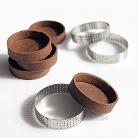 Lesix Circular Steel Porous Tart Bottom Tower Pie Cake Mould Baking Tools Heat-Resistant Perforated Cake Mousse 8cm Silver