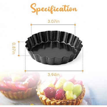 Magicfour 4 Pack Tart Pan 4 Inch Mini Tart Pan Carbon Steel Quiche Pan Non-Stick Tart Pan with Removable Bottom Tart Baking Pan for Desserts Pies Quiches