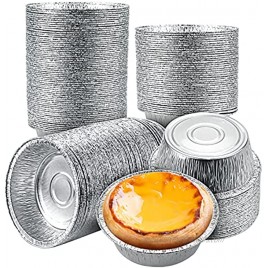 Oomcu 100 Pack Disposable Aluminum Foil Pie Tart Pan 5 Round Cake Pan Foil Tart & Pie Tins Pans for Baking Personal Mini Pies Homemade Cakes & Quiche