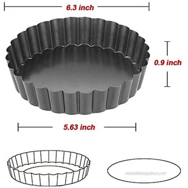 Tart Pie Pan 6 Inch with Removable Loose Bottom Non-Stick Round Fluted Flan Quiche Pizza Cake Pans
