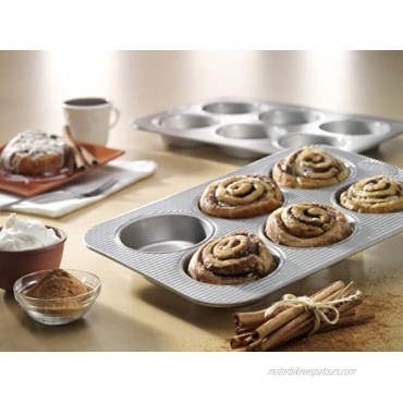 USA Pan Bakeware Mini Round Cake and Cinnamon Roll Pan 6 Well Nonstick & Quick Release Coating Made in the USA from Aluminized Steel 15-3 4 by 11