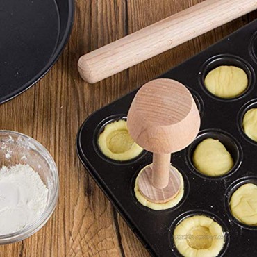 VEIREN Pack of 3 Tart Tampers Wooden Egg Tart Pusher Portable Double Side DIY Baking Shaping Kitchen Gadgets for DIY Making Egg Tart Muffin Cake Pastry Dessert