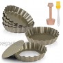 YCCYYCCY 6 Pcs 4 Inch Tart Pan with Tart Tamper and Pastry Brush as A Gifts Quiche Pan Small Size Pie Pan with Removable Bottom  Non-Stick Baking Pan 6+2,G