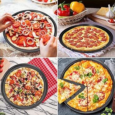 2 Pack Pizza Pan Round Pizza board + Pizza Cutter + Pizza Slicer 12.5 Carbon Steel Pizza Baking Pan Non-Stick Cake Pizza Crisper Server Tray Stand for Home Kitchen Oven Restaurant Pizza Bakeware