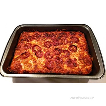 April Supply 9 inch by 14 inch Detroit Style Deep Dish Square Pizza Pan with Sauce Ladle Sicilian Rectangular Bake Dish with Stainless Steel Ladle