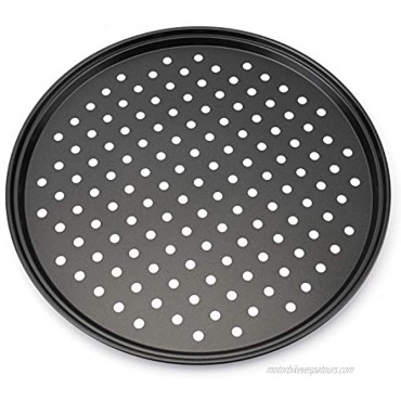 Bekith 3 Pack Pizza Pan with Holes 13 inch Round Non-Stick Crisper Carbon Steel Perforated Tray for Home Kitchen Black