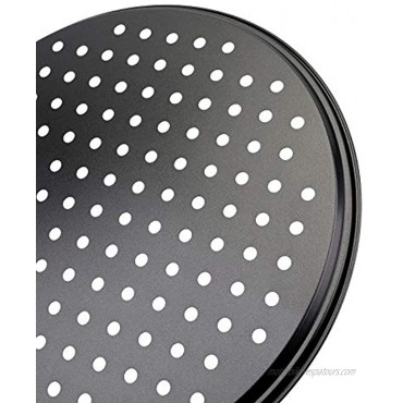 Bekith 3 Pack Pizza Pan with Holes 13 inch Round Non-Stick Crisper Carbon Steel Perforated Tray for Home Kitchen Black