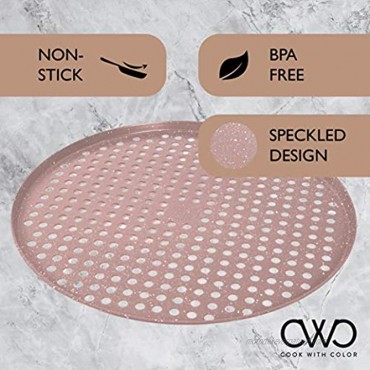 Cook with Color Bakeware Non Stick Pizza Pan Speckled 14” Pizza Cooking Tray Pizza Heating Pan Crisper Rose Gold