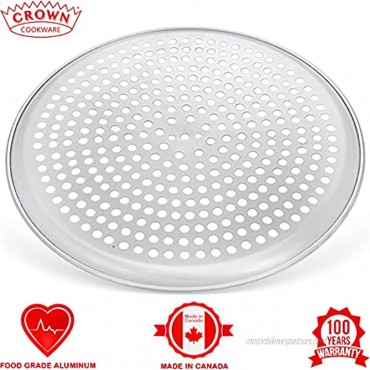 Crown Pizza Pan with Holes 14 inch 2 Pack Sturdy Rust Free Pure Aluminum Made in Canada