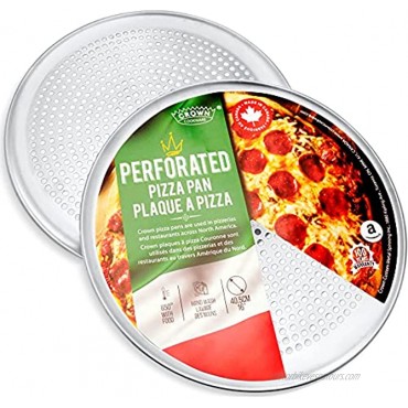 Crown Pizza Pan with Holes 14 inch 2 Pack Sturdy Rust Free Pure Aluminum Made in Canada