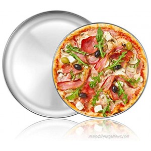 Deedro Pizza Baking Pan Pizza Tray Stainless Steel Round Pizza Baking Sheet Heavy Duty Pizza Crisper Pan for Oven Dishwasher Safe Pizza Serving Tray 12 inch & 13 inch 2-Piece Set