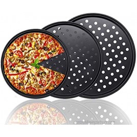 HomeMall 3 Pcs Pizza Crisper Trays Pizza Pan with Holes for Oven Non-Stick Perforated Pizza Baking Set for Home Restaurant Hotel Use 9.6 Inch 11 Inch 12.6 Inch