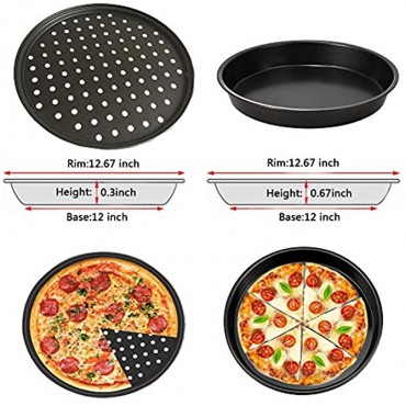 Non-Stick Bakeware 12 inch Pizza Pan with Holes,Carbon Steel Pizza Baking Pan Cake Pizza Crisper for Home Kitchen Oven Pizza Bakeware 2-Piece Set
