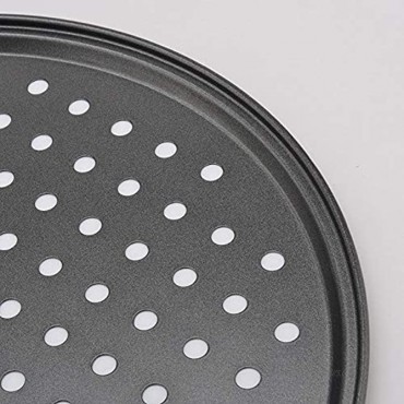 Pizza Pan With Holes 2 Pack Carbon Steel Perforated Non-Stick Tray Tool Crispy 12inch Round for Home Kitchen