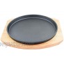 Round Cast Iron Set W  Rubber Wood Underliner For Making Pizza Sizzling meat 11.80
