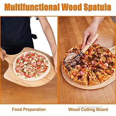 SHINESTAR Complete Pizza Stone and Peel Set 12” Baking Stone Wood & Metal Pizza Peel Cutter and Server included Pizza Making Kit for Grill Oven 5 Pieces