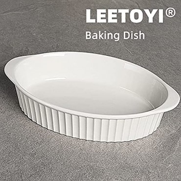 LEETOYI Porcelain Small Oval Au Gratin Pans,Set of 4 Baking Dish Set for 1 or 2 person servings Bakeware with Double Handle for Kitchen and Home White