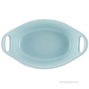 Rachael Ray Solid Glaze Ceramics Au Gratin Bakeware Baker Set Oval 2 Piece Light Blue