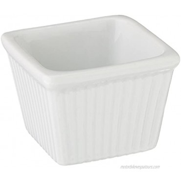 CAC China Accessories 2-Inch by 1-5 8-Inch 1-Ounce Super White Porcelain Square Fluted Ramekin Box of 72