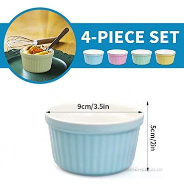 Creme Brulee Ramekins Pudding Cups Ramekins- 6 oz Microwave & Oven Safe Pudding Cups Can be Made into Baked Desserts Soufflés Dessert Bowl Custard Pudding Molds 4 Pack Small Glass Bowls