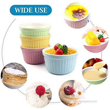 Creme Brulee Ramekins Pudding Cups Ramekins- 6 oz Microwave & Oven Safe Pudding Cups Can be Made into Baked Desserts Soufflés Dessert Bowl Custard Pudding Molds 4 Pack Small Glass Bowls