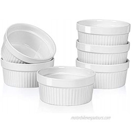 Delling 12 Oz Ramekins Creme Brulee Ramekins Oven Safe Porcelain Souffle Dish For Baking Pudding Dessert Bowls Set of 6 White