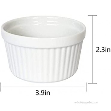 Emma's Round Porcelain Souffle Dishes Ramekins Classic Style for Souffle Creme Brulee and Ice Cream Set of 8 White 8OZ WHITE