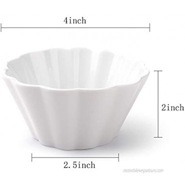 Foraineam 10 Pack 6 Oz Flower-shaped Porcelain Ramekins for Souffle Creme Brulee Oven Safe Small Bowls for Baking and Dipping Sauces