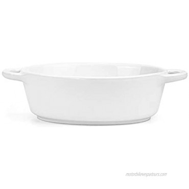 Foraineam 6-Pack Porcelain Ramekins 10 Ounce Oval Ceramic Creme Brulee Souffle Baking Ramekin Dishes Bowl with Double Handles
