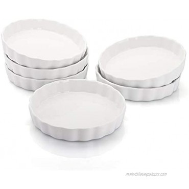 Foraineam 6 Pack Porcelain Ramekins 8 Ounce Creme Brulee Dish 5.7 Inch Round Shallow Ramekin for Baking