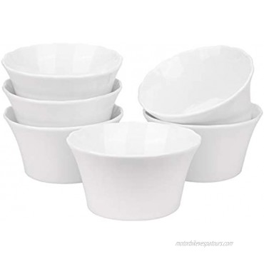 Foraineam 6 Pack Porcelain Ramekins Baking Souffle Dish Set 6 Ounce Dessert Serving Bowls for Dipping Sauces Creme Brulee Ice Cream Small Side Dishes