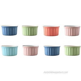Inchoispace Ramekin Bowls 8PCS Souffle Dish for Baking 5 Oz Oven Safe Porcelain Cup for Creme Brulee Pudding Custard Ice Cream and Desserts