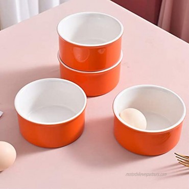 LYOU Ceramics Ramekins Set of 4 for Baking,8 Oz Souffle Cups Porcelain Ramekin Baking Cups Pudding Cups for Baking and Cooking Dip Bowls Sauces Cups 4.1 InchesORANGE