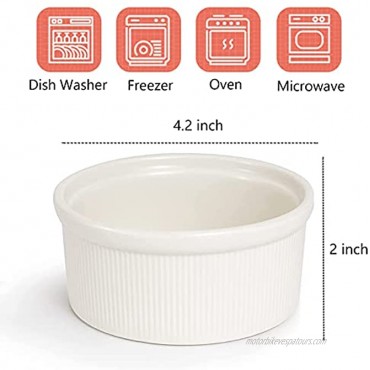 Mr Wonhz 8 oz Ramekins 6 Pack Creme Brulee Set Porcelain Souffle Dishes Bakeware Set Custard Cups for Baking and Cooking Oyster White